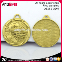 Handgemachte Sport Metall Gold Basketball Medaille